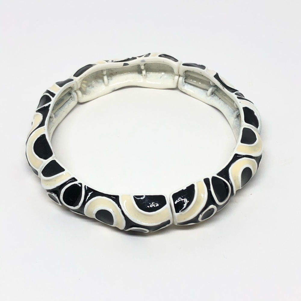 Black & White Retro Cloisonne Stretch Brac…